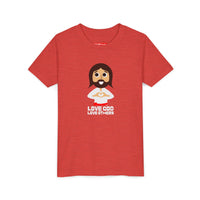 "Love God Love Others" Jesus Heart Shirt - Youth T-Shirt - Sizes Youth S-XL