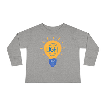 "You Are The Light Of The World"  - Jesus Quote - Lightbulb Long Sleeve - Toddler T-Shirt -  Sizes 2T-5T