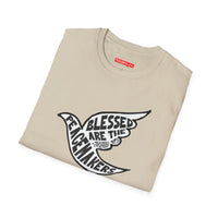 'Blessed Are the Peacemakers' Jesus Quote in Dove Shirt - Unisex Adult Tee Shirt - Sizes XS-5XL