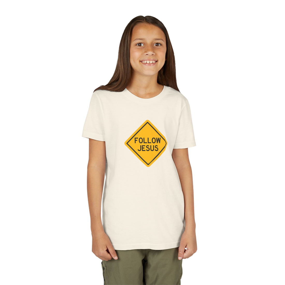 "Follow Jesus" Street Sign T Shirt - Youth Short Sleeve - Unisex Sizes YS-YXL