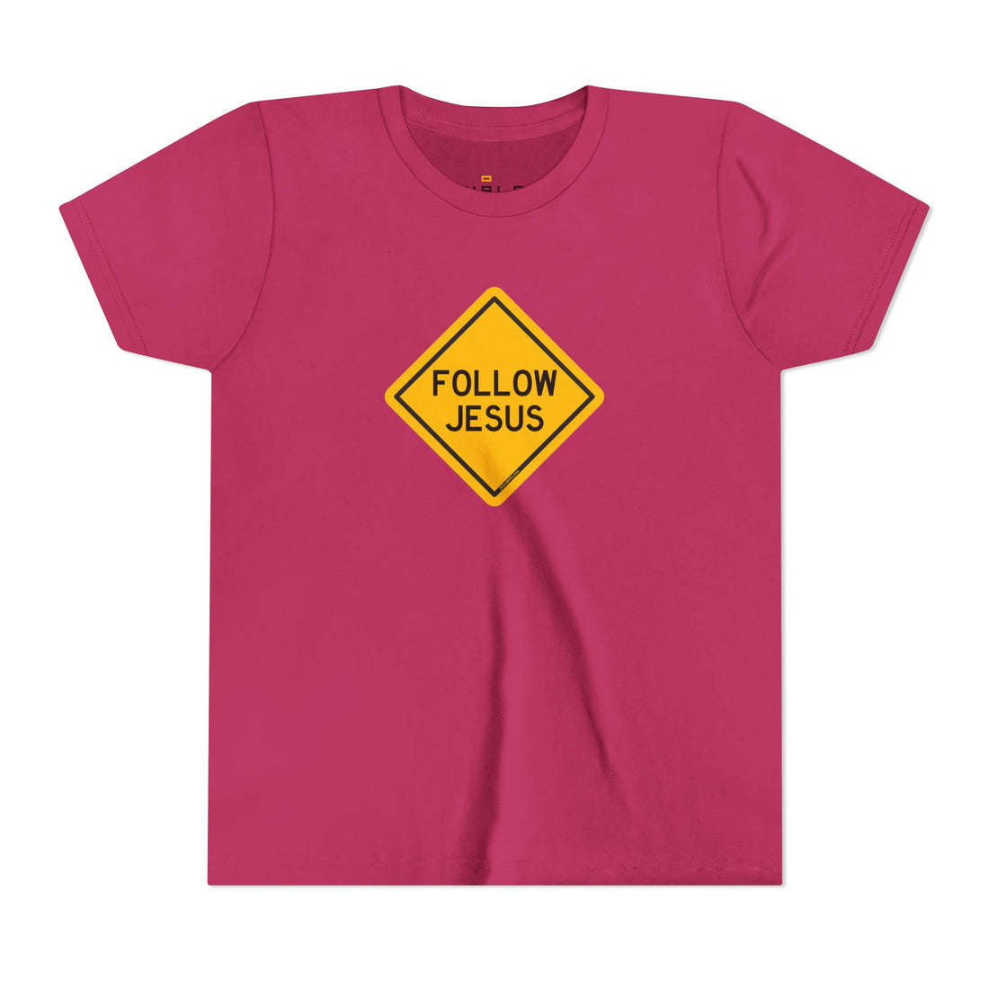 "Follow Jesus" Street Sign T Shirt - Youth Short Sleeve - Unisex Sizes YS-YXL