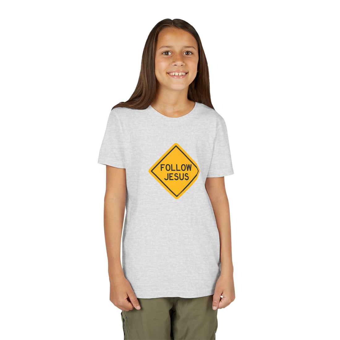 "Follow Jesus" Street Sign T Shirt - Youth Short Sleeve - Unisex Sizes YS-YXL