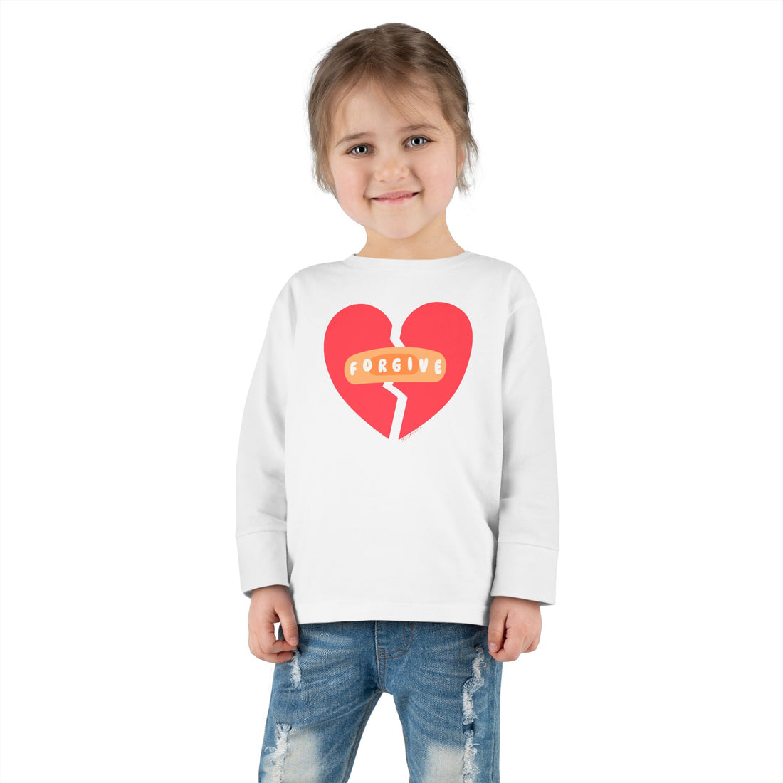 "Forgive" Heals Broken Hearts - Long Sleeve - Toddler T-Shirt -  Sizes 2T-5T