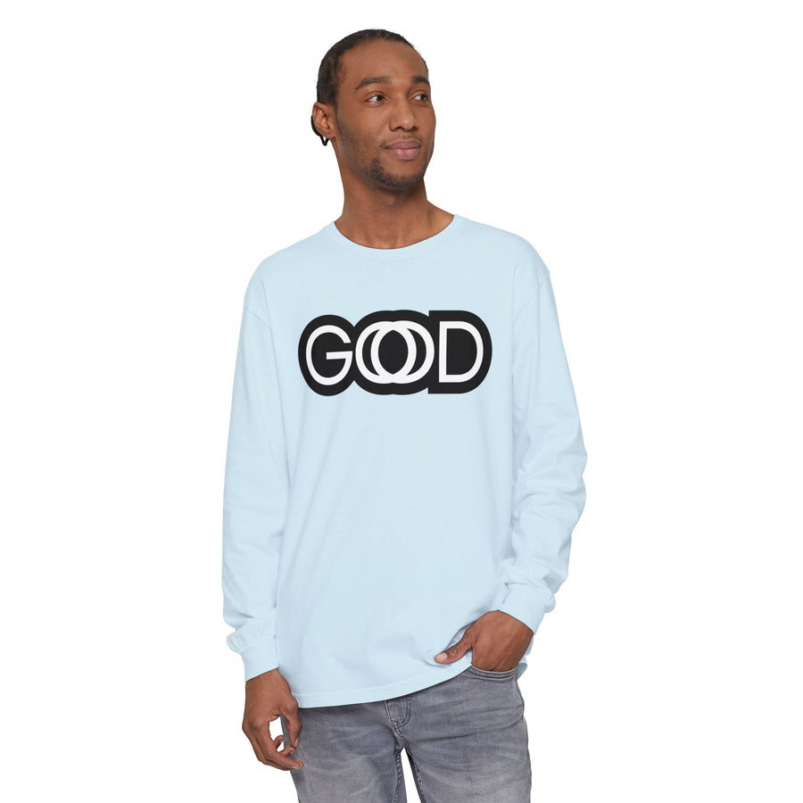 'God is Good' Stylized Text - Unisex Adult Long Sleeve Tee Shirt - Sizes S-3XL