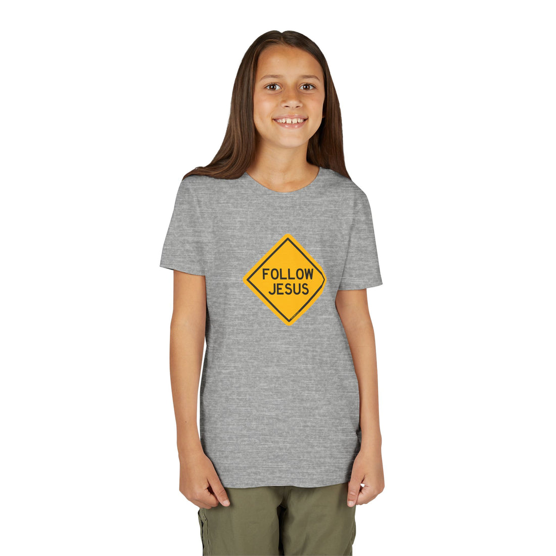 "Follow Jesus" Street Sign T Shirt - Youth Short Sleeve - Unisex Sizes YS-YXL