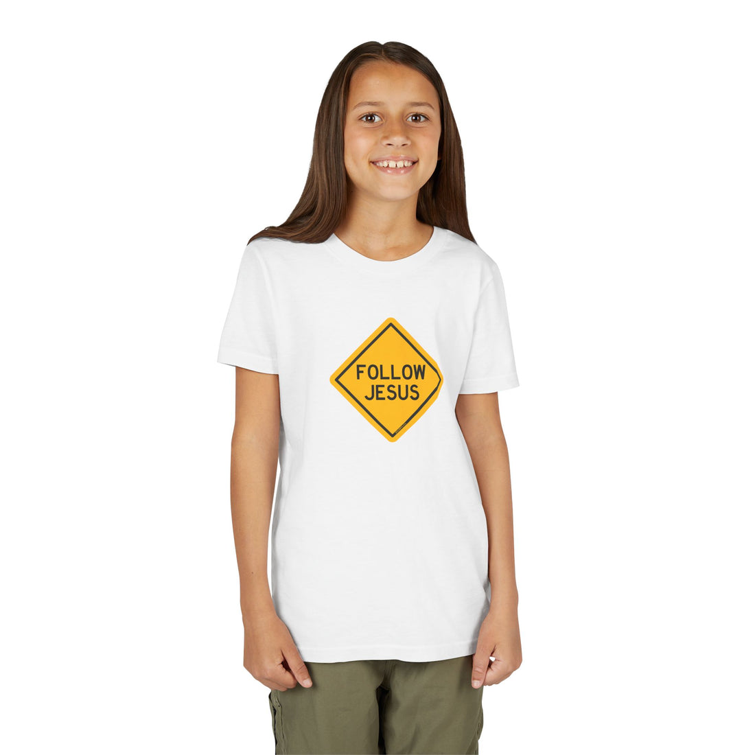 "Follow Jesus" Street Sign T Shirt - Youth Short Sleeve - Unisex Sizes YS-YXL